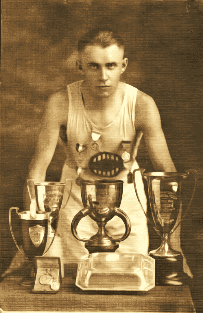Minnesota's Boston Marathon Winner with trophies